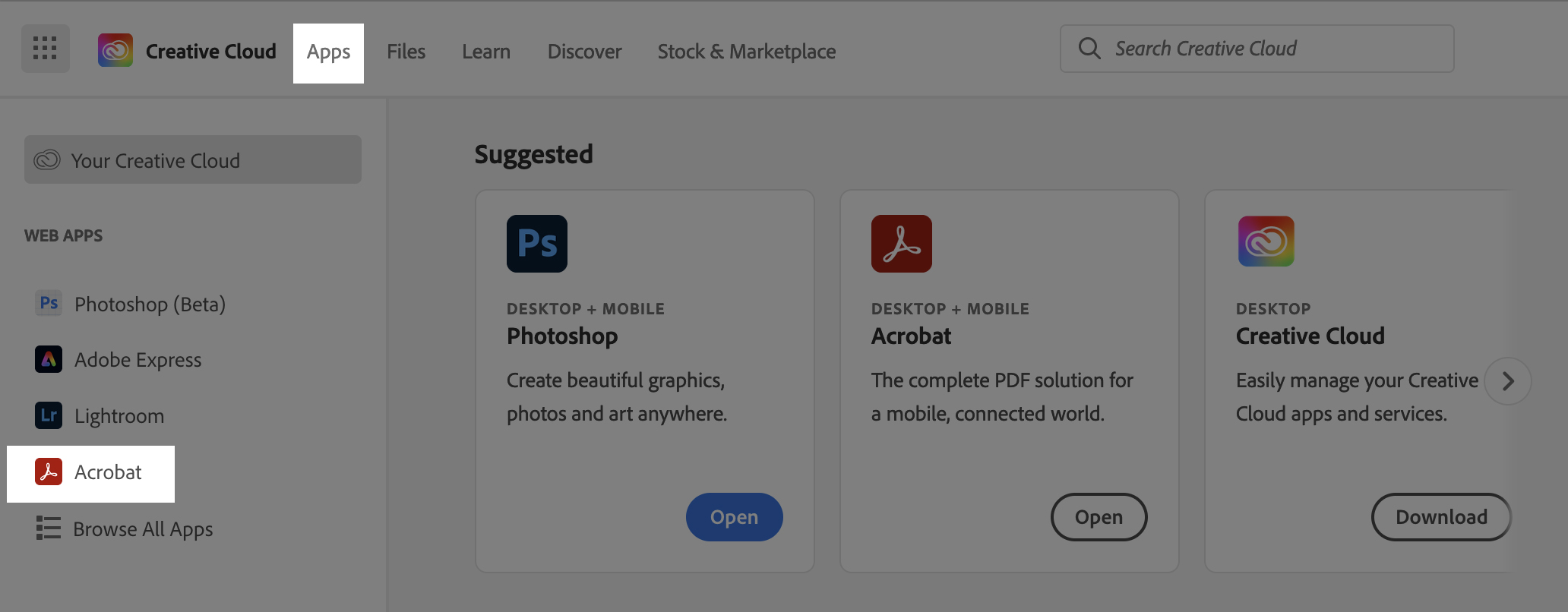 Acrobat install screenshot
