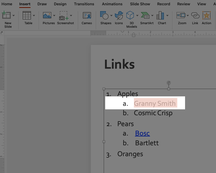 Highlighted text to be hyperlinked.